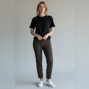 Democracy Zip Pocket Herringbone Pattern Skinny Pants Brown Size 6